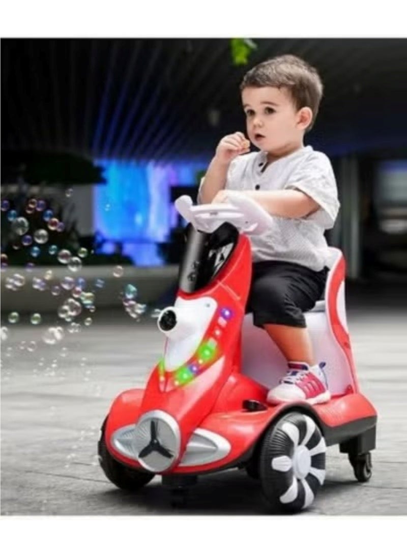 Ride-On Four Wheels Kids 6v Electric Car With Bubble Ejection 360 Degree Rotation With Cool Led Lights And Seat Belt Assorted - Image 2